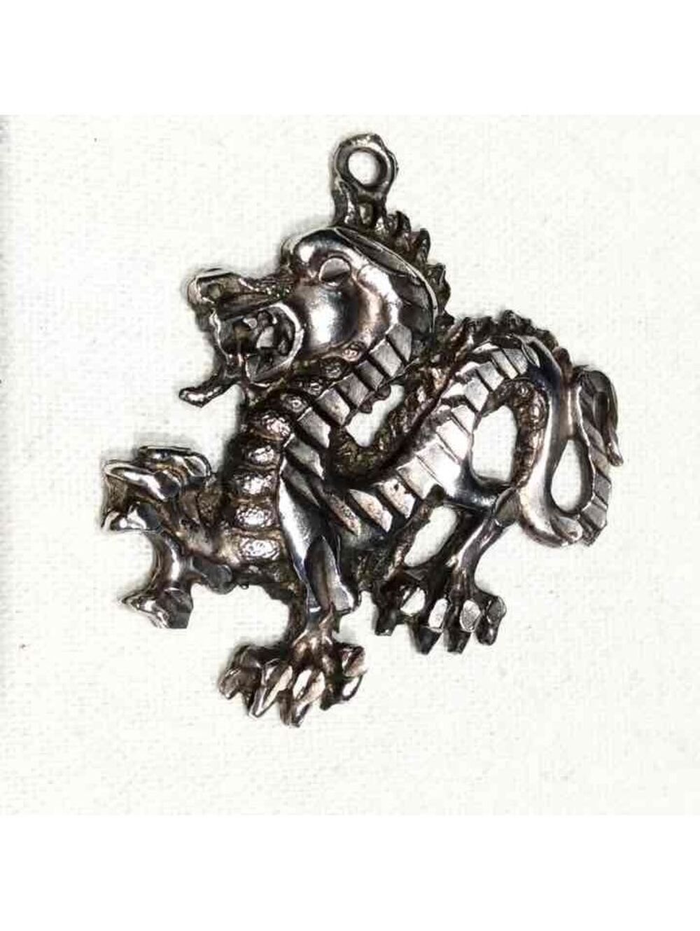 VINTAGE DRAGON Sterling CARVED PENDANT